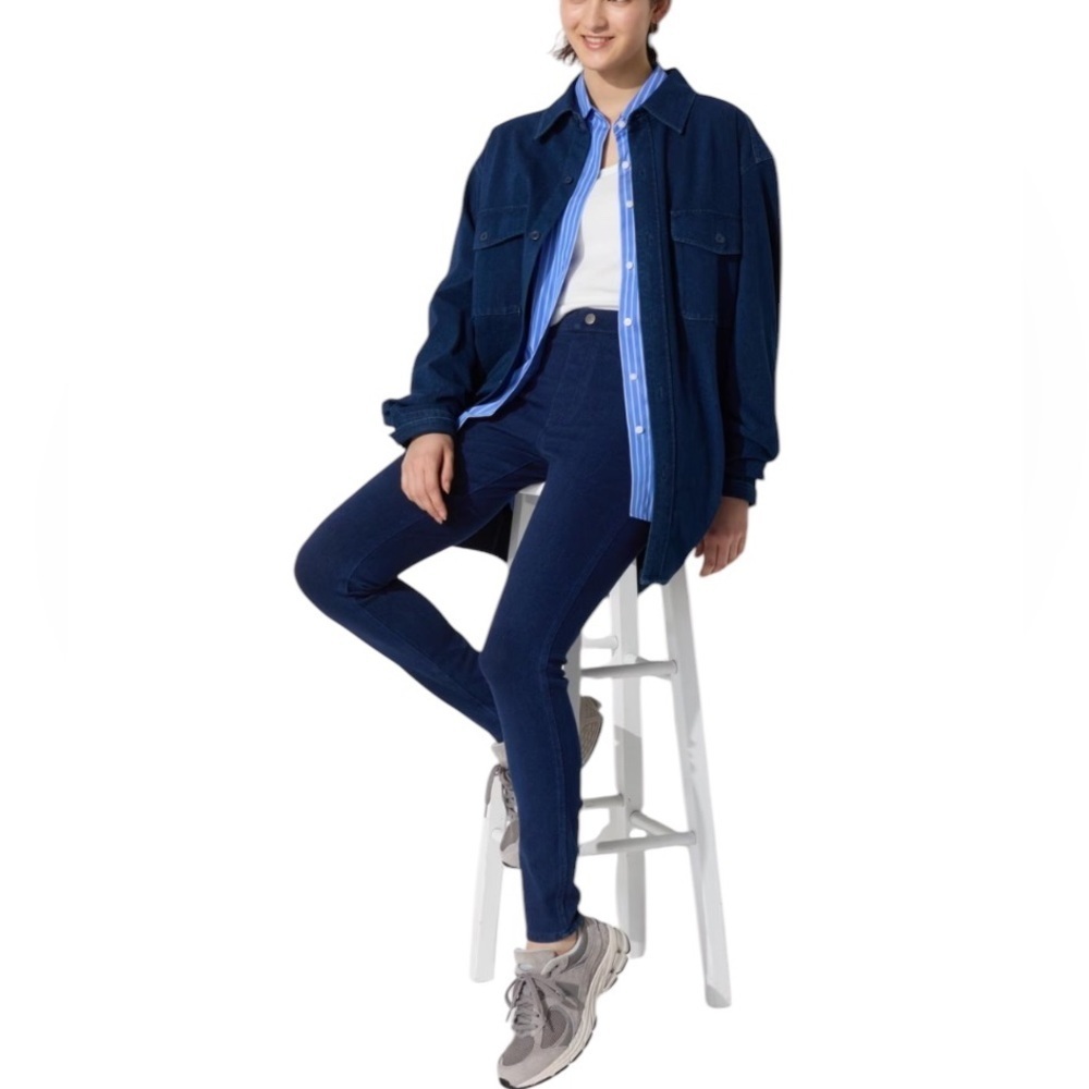 Uniqlo XS Dark Blue Stretchy Pull Up Skinny Jeans Jeggings